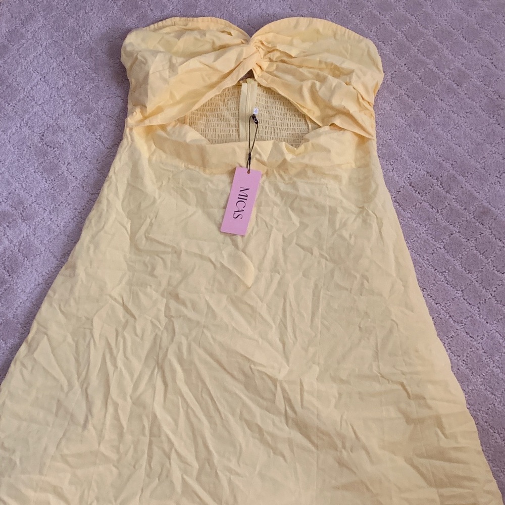 Micas Yellow Twist Front midi/ maxi dress
